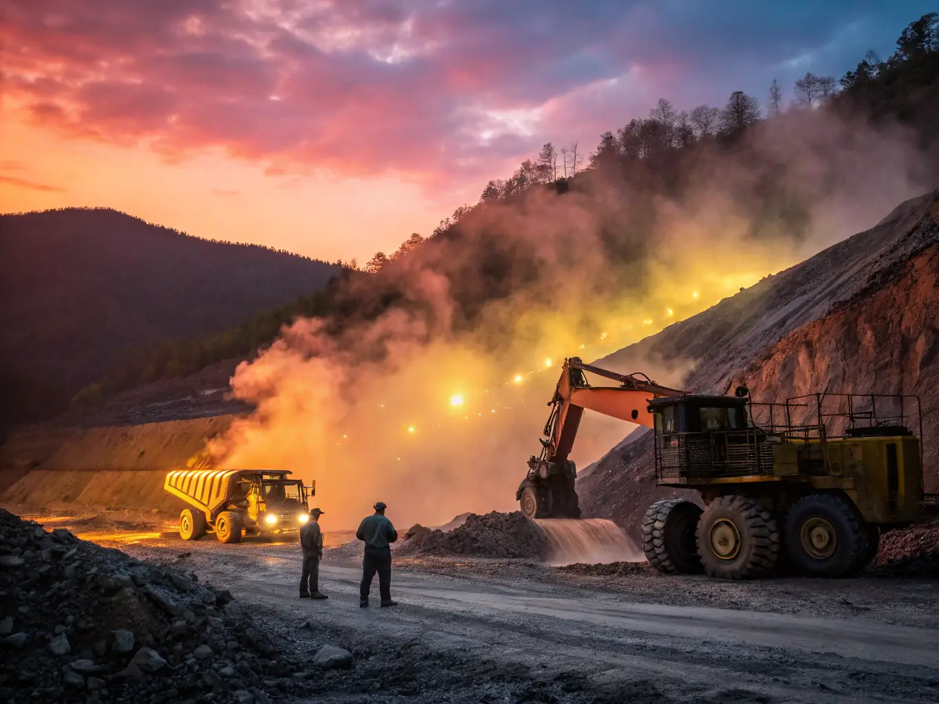An image showcasing a gold mining operation where activated carbon is used to recover gold from ore, highlighting the efficiency and effectiveness of the process.